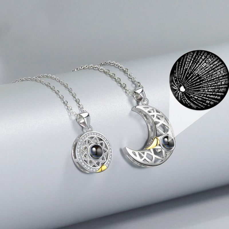 Wholesale Love Sun and Moon Camera Couple Projection Pair of Pendant Magnet Constellation Clavicle Necklaces